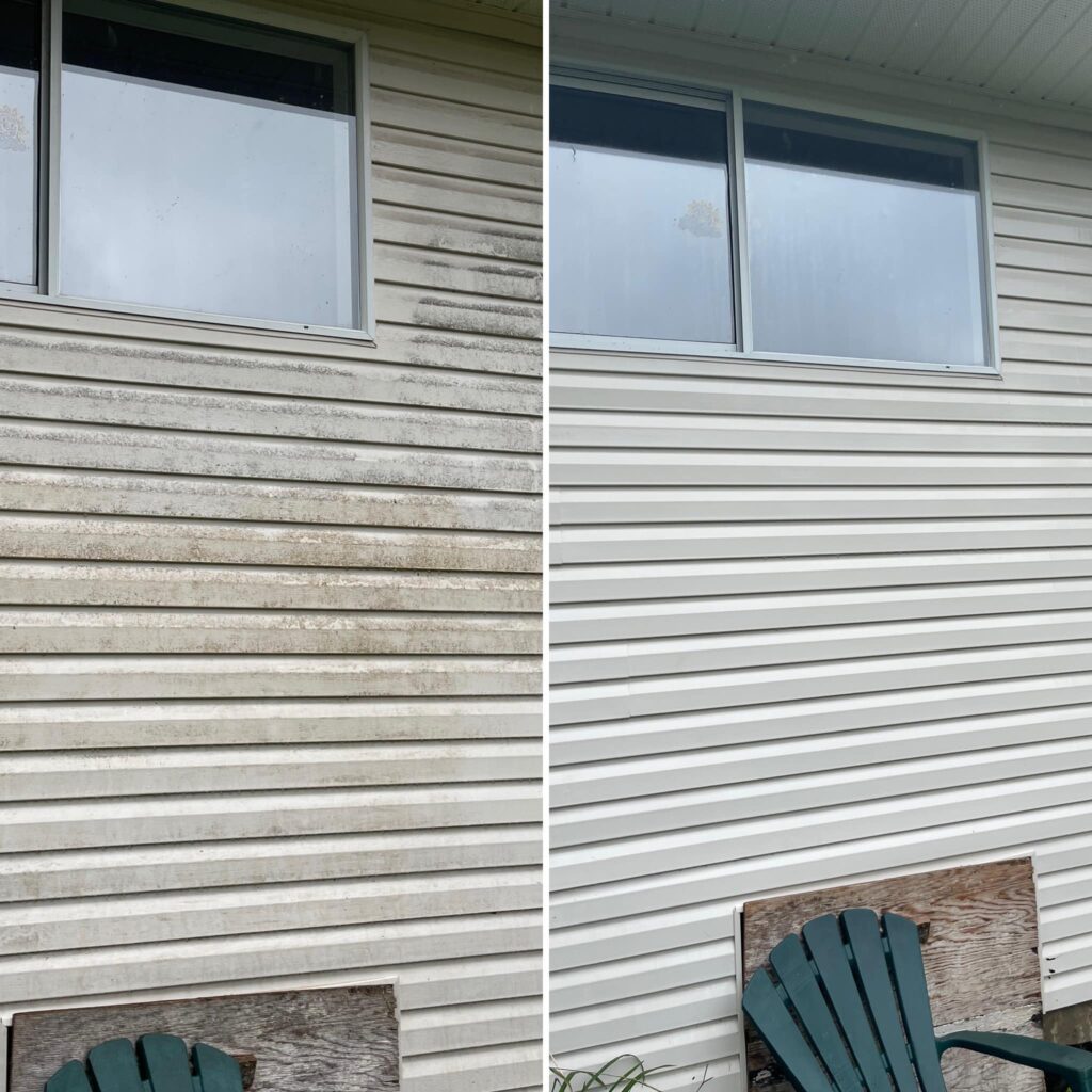 Before and After Power Washing Siding