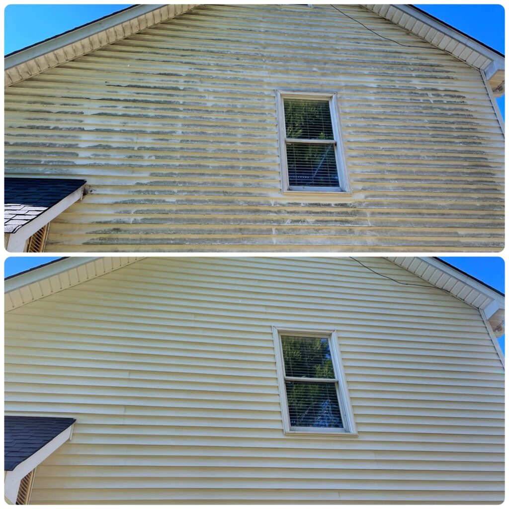 Before and After Power Washing Siding